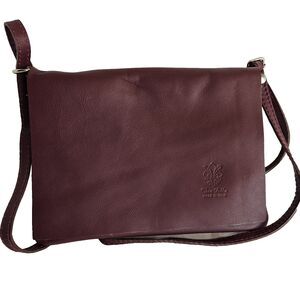 Vera Pelle Italian Leather Shoulder Purse, Burgandy, Medium